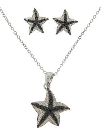 Picture of Designer Jewelry CPEP3498JS 2 Pcs Pave Star Fish Earring &amp; Necklace Set