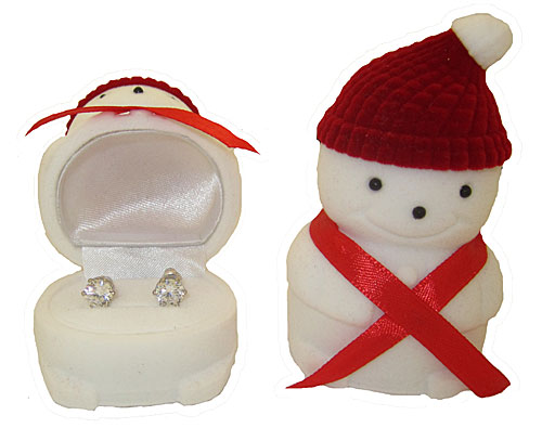 E1096 CZ stud Earrings in Santa Box with Red Hat