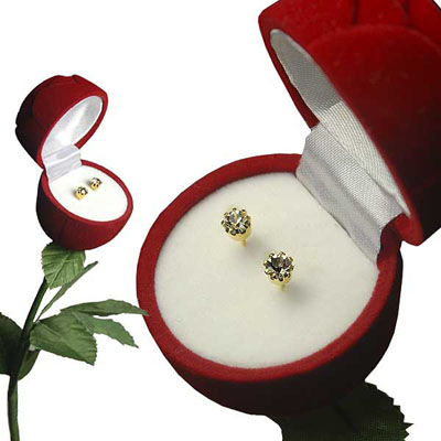 E2250Y Rose Box Earrings yellow gold