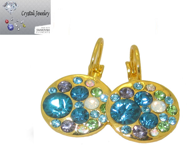 E431B Light and Dark Sapphire Crystal stones kaleidoscope earrings