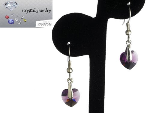 E9898AW Swarovski Austrian crystal Amethyst Crystal earrings with pouch White