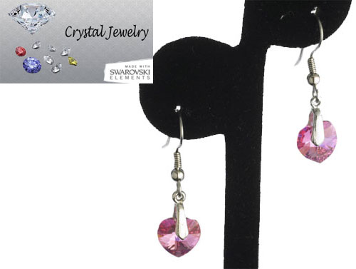 E9898ROW Swarovski Austrian crystal Rose Pink Crystal earrings with pouch White