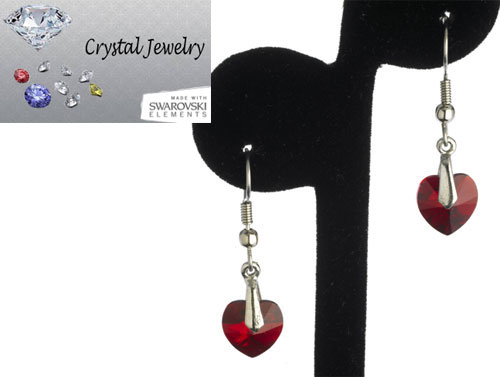 E9898RW Swarovski Austrian crystal Ruby Red Crystal earrings with pouch White