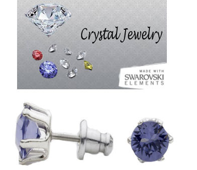 E9992TW Tanzanite 2 Carat Swarovski Stone Stud Earrings White gold