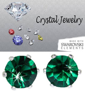 E9997EMY Emerald 2 Carat Swarovski Stone Stud Earrings yellow gold