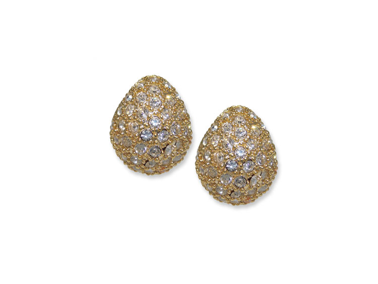 Yellow Gold & White Czech crystal earrings