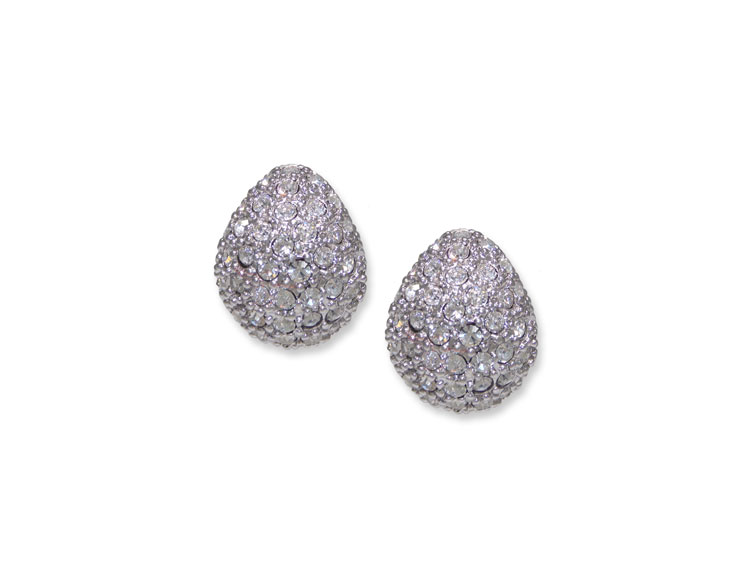 EP208W Silver & White Czech crystal earrings