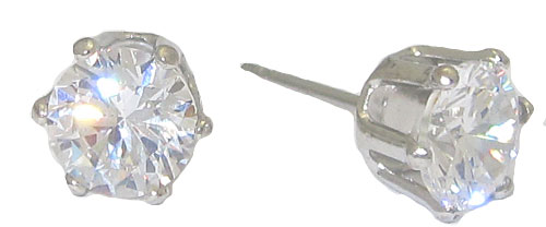 Cz Stud Earrings 3 mm white gold