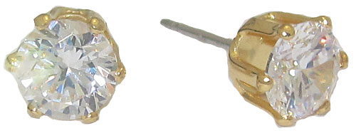 EP2438 6mmY Princess Kate's Style Swarovski Cz Stud Earrings Yellow Gold 6mm -  Designer Jewelry