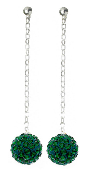 FB92E Fireball Pave Earring Emerald Green