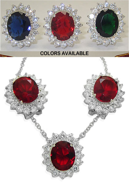 Picture of Designer Jewelry S2456RUBYS Princess Kate Wholesale 2 Pcs Set Earrings Necklace Ruby