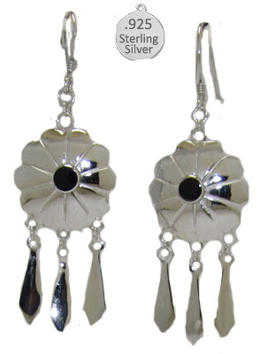 S7778 Silver Genuine Gemstone Black Onyx Wholesale Earrings