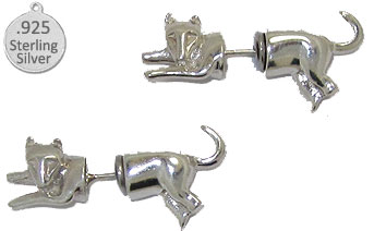 S8757 925 Sterling Silver Cat Earrings