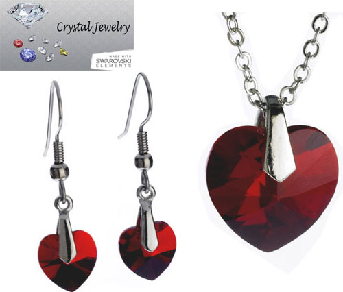 Picture of Designer Jewelry S9898RSW Ruby Red necklace and earring 2 pcs set with pouch White