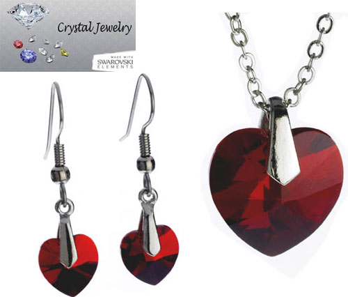S9898RSY Ruby Red necklace and earring 2 pcs set with pouch Yellow