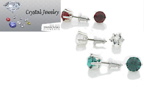 TS123YS 3 Stud Earrings Swarovski Crystal with pouch yellow gold