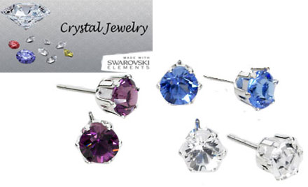 TS124YS 3 pair Stud earrings made with Swarovski Crystal with pouch in Yellow Gold