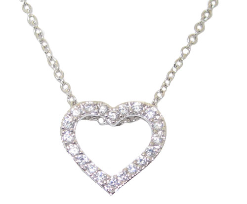 Picture of Designer Jewelry 182NKWX Wholesale Cubic Zirconia Heart Necklace 