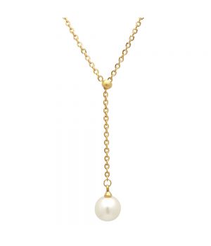Picture of Designer Jewelry 640.261.N 18kt Gold Plated Stainless Steel Necklace With Simulated Single Hanging Pearl