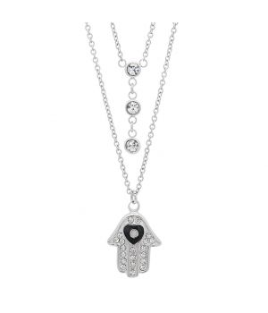 Picture of Designer Jewelry 701.559.N Ladies Stainless Steel Hamsa and CZ Stones Necklace two necklaces