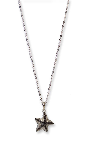 Picture of Designer Jewelry CP3498J 2 Tone Silver Gun Metal Jet Black Starfish Pendant 