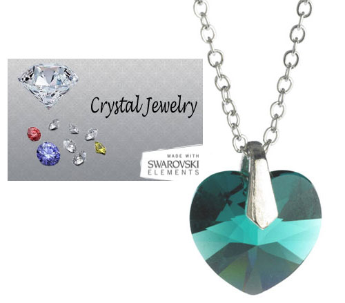 N9898EY Swarovski Austrian crystal Emerald Green necklace with pouch Yellow