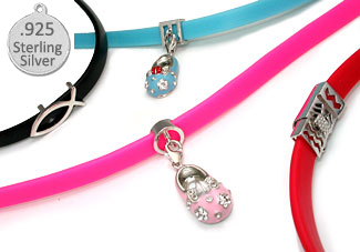 Picture of Designer Jewelry NE0538P PINK Rubber 925 Wholesale Sterling Silver Necklace for Charms