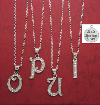 PT1239PU U LETTER in Sterling Charm Pendant Letter U on chain
