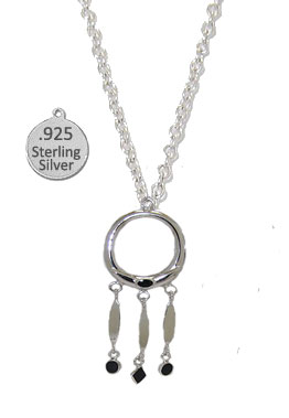 Picture of Designer Jewelry S7653OXN Silver Genuine Black Onyx Gemstone Wholesale Necklace