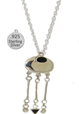 Picture of Designer Jewelry S7875OXN Silver &amp; Genuine Black Onyx Stone Wholesale Necklace