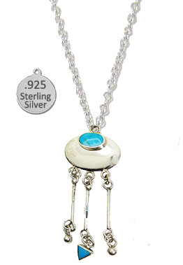 Picture of Designer Jewelry S7875TN Sterling Silver &amp; Genuine Turquoise Stone Necklace