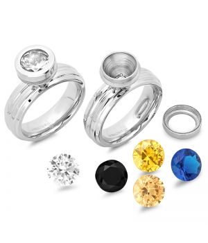 607.165.R Stainless Steel Interchangeable CZ Ring