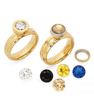Stainless Steel Interchangeable CZ Ring 18 Karat Gold