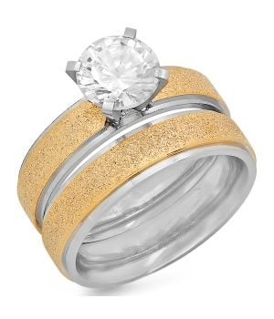 Picture of Designer Jewelry 646.148.RS Wholesale 18 KT Gold Plated Glitter Stackable Engagement Ring