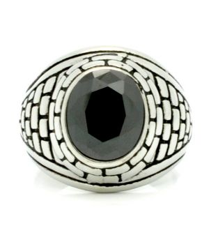 Picture of Designer Jewelry 710.016.R Steel Ring with Simulated Black Stone 