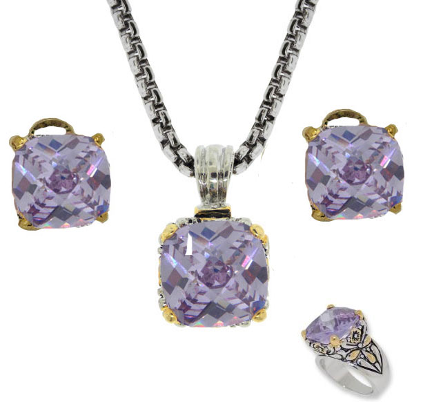 Picture of Designer Jewelry CPEPCR0711LRBS Designer Cable Jewelry 3 pcs Set in Lavender in Red Faux Leather Box