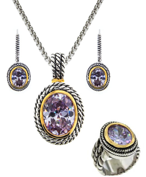 Picture of Designer Jewelry CPEPCR3430LS Double Cable 3 pcs Wholesale Set in Lavender