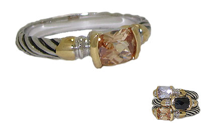 CR0107CH Designer Cable Stackable Ring Champagne