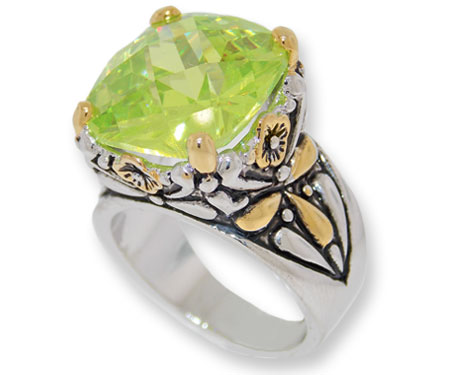 CR0711P Designer Cable Jewelry Wholesale Ring Peridot
