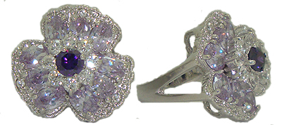 Flower Ring Lavender Austrian Crystal