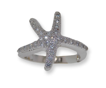 Picture of Designer Jewelry CR0961W Pave Austrian Crystal Starfish Designer Ring