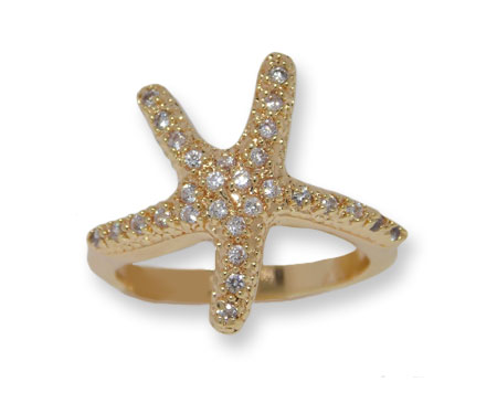 Picture of Designer Jewelry CR0961Y Pave Austrian Crystal Starfish Wholesale Designer Ring