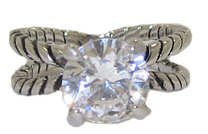 CR3019W Simulated Diamond Cable Designer Ring wholesale