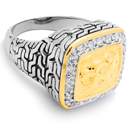 CR3027 Two Tone Cable CZ Designer Ring