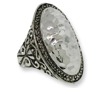 Two Tone Designer Hammered Oval wholesale ring
