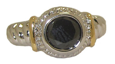 CR3226J Designer Cable Ring 18 Kt Gold Jet Black