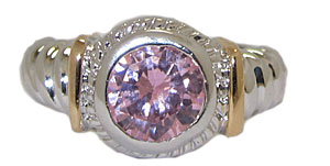 CR3226PK Designer Cable Ring 18 Kt Gold Pink