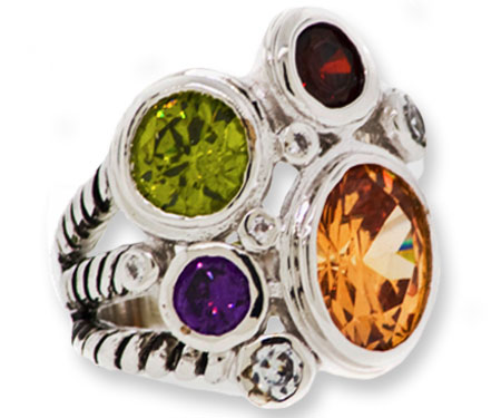 Multi CZ Cable Ring Austrian Crystal