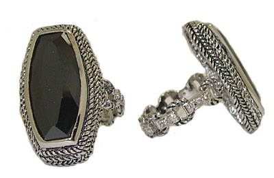 CR3376BLK Fancy Cable Jet Black Swarovski Stone Ring