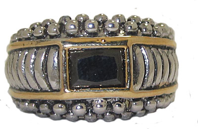 Jet Black Anique CZ Wholesale Ring 3 Tone